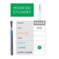 3D Dental Modified Cylinder Diamond, Bur Coarse, 835KR-010C 10/Pk